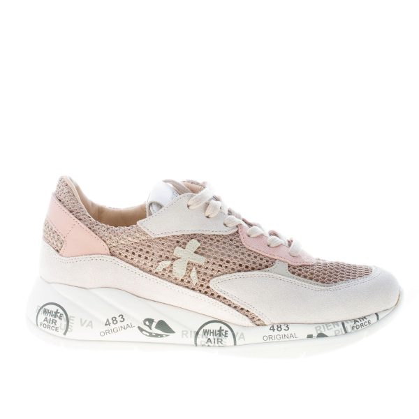 PREMIATA donna sneaker Scarlett 5703 in camoscio e tessuto traforato BEIGE più rosa
