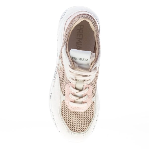 PREMIATA donna sneaker Scarlett 5703 in camoscio e tessuto traforato BEIGE più rosa - immagine 7