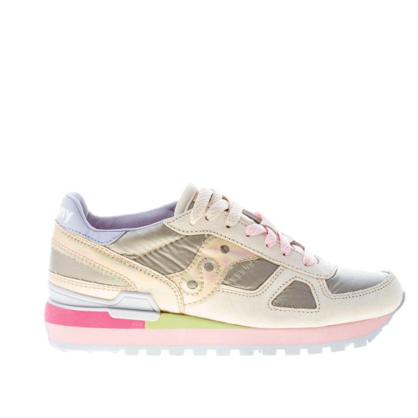 SAUCONY donna sneaker Shadow Original in camoscio e tessuto imbottito BEIGE più oro