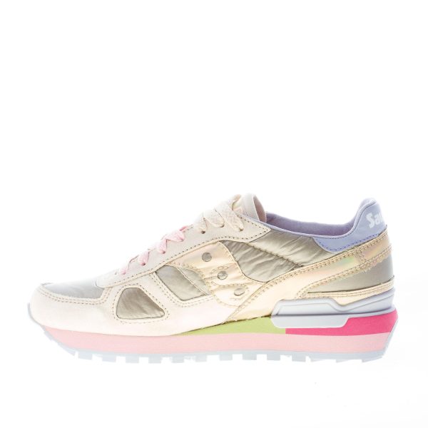 SAUCONY donna sneaker Shadow Original in camoscio e tessuto imbottito BEIGE più oro - immagine 5