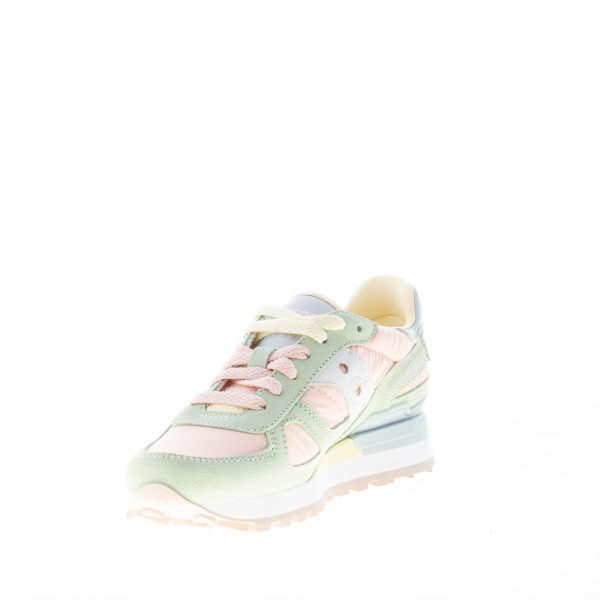SAUCONY unisex sneaker Shadow Original in camoscio e tessuto imbottito VERDE più ROSA - immagine 6