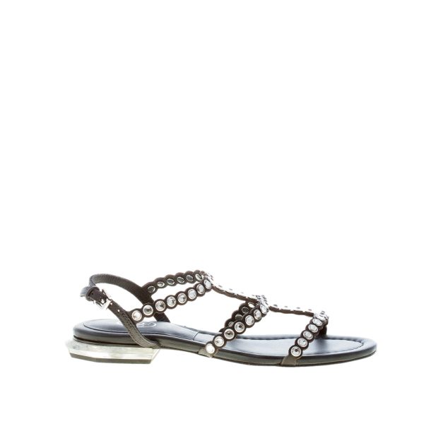 ASH donna sandalo Saphir in pelle NERO con strass. Tacco 1 cm