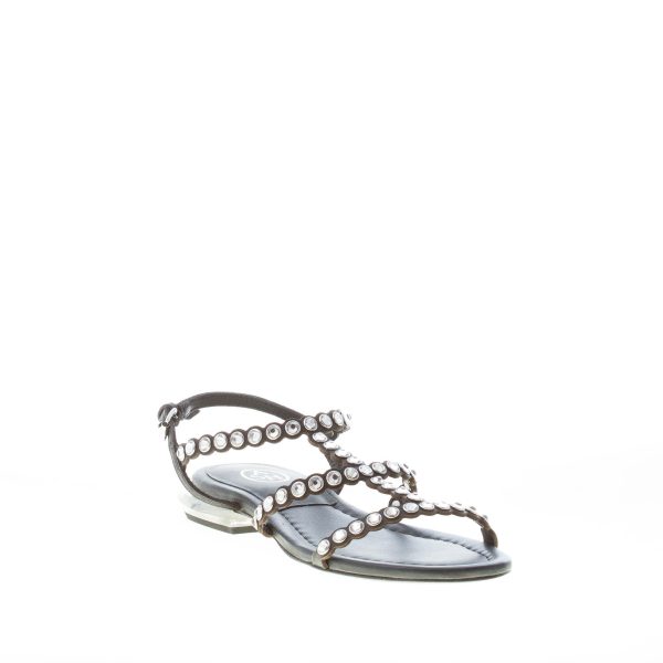 ASH donna sandalo Saphir in pelle NERO con strass. Tacco 1 cm - immagine 2