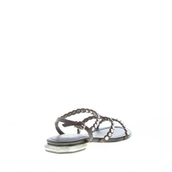ASH donna sandalo Saphir in pelle NERO con strass. Tacco 1 cm - immagine 3