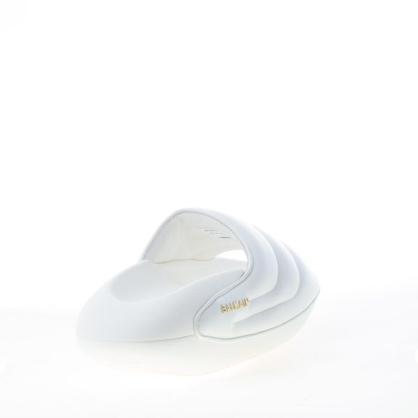 BALMAIN donna sandalo slide B-IT Puffy in pelle BIANCO con maxi platform - immagine 3