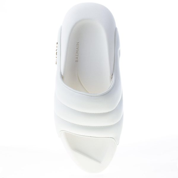 BALMAIN donna sandalo slide B-IT Puffy in pelle BIANCO con maxi platform - immagine 7