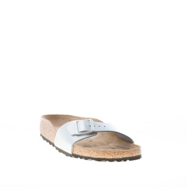 BIRKENSTOCK donna sandalo ciabatta Madrid BS in Birko-Flor ARGENTO con fibbia - immagine 2
