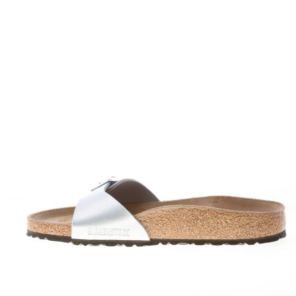 BIRKENSTOCK donna sandalo ciabatta Madrid BS in Birko-Flor ARGENTO con fibbia - immagine 5