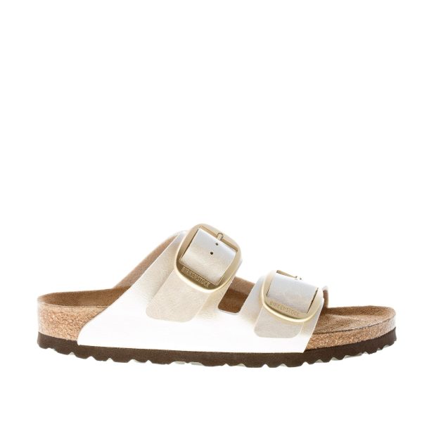 BIRKENSTOCK donna sandalo ciabatta Arizona Big Buckle in Birko-Flor PEARL WHITE