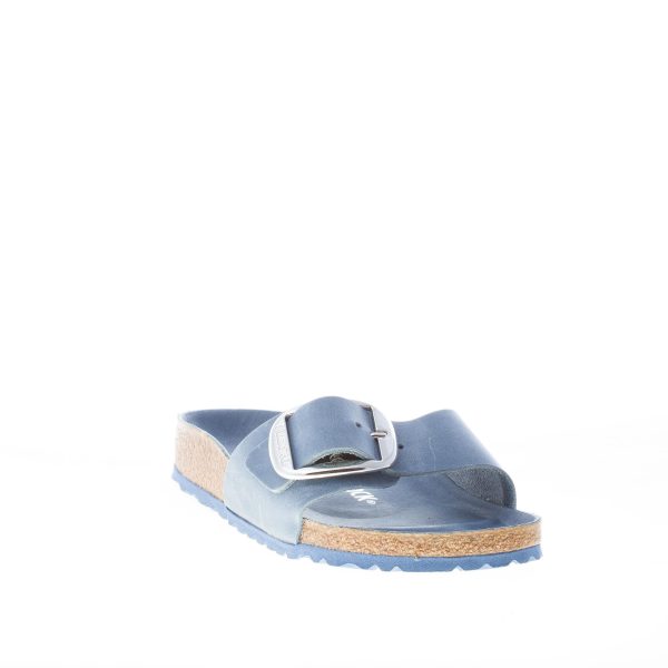 BIRKENSTOCK donna sandalo ciabatta Madrid Big Buckle in nabuk ingrassato BLU POLVERE con fibbia - immagine 2