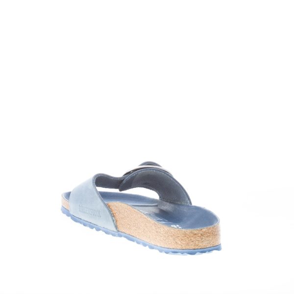 BIRKENSTOCK donna sandalo ciabatta Madrid Big Buckle in nabuk ingrassato BLU POLVERE con fibbia - immagine 4