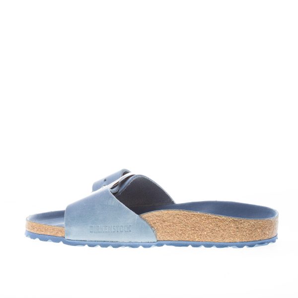 BIRKENSTOCK donna sandalo ciabatta Madrid Big Buckle in nabuk ingrassato BLU POLVERE con fibbia - immagine 5
