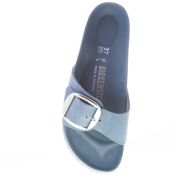 BIRKENSTOCK donna sandalo ciabatta Madrid Big Buckle in nabuk ingrassato BLU POLVERE con fibbia - immagine 7