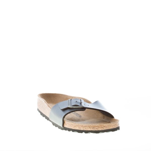 BIRKENSTOCK donna sandalo ciabatta Madrid BS in Birko-Flor metallico NERO con fibbia - immagine 3