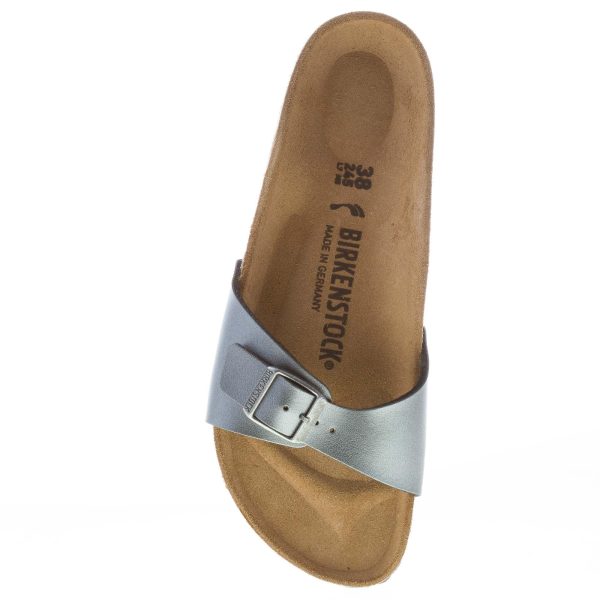 BIRKENSTOCK donna sandalo ciabatta Madrid BS in Birko-Flor metallico NERO con fibbia - immagine 8