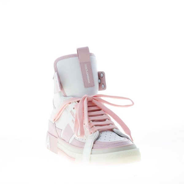 DOLCE & GABBANA donna sneaker Custom 2.Zero High-Top in pelle BIANCO e NUDE - immagine 2