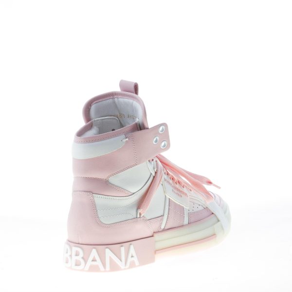 DOLCE & GABBANA donna sneaker Custom 2.Zero High-Top in pelle BIANCO e NUDE - immagine 3