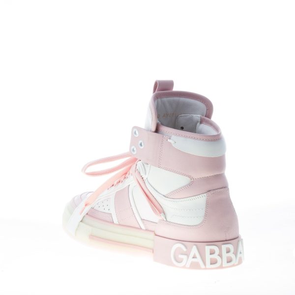 DOLCE & GABBANA donna sneaker Custom 2.Zero High-Top in pelle BIANCO e NUDE - immagine 4