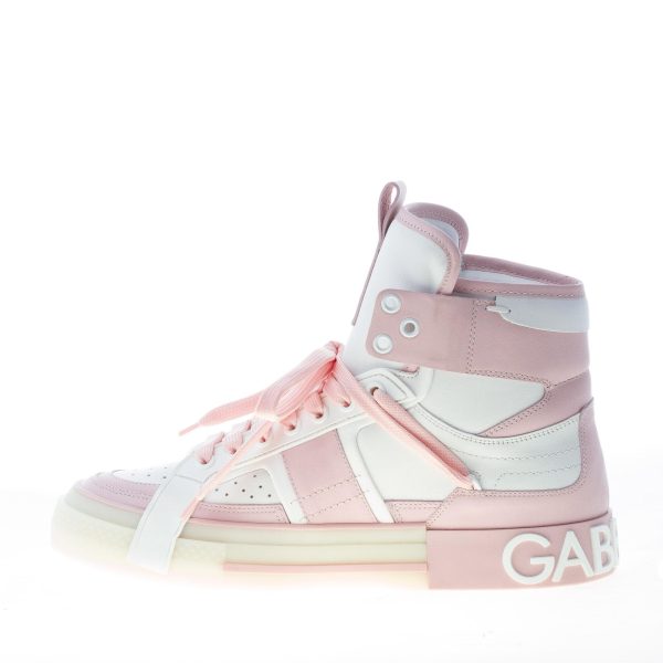 DOLCE & GABBANA donna sneaker Custom 2.Zero High-Top in pelle BIANCO e NUDE - immagine 5