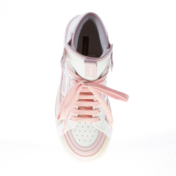 DOLCE & GABBANA donna sneaker Custom 2.Zero High-Top in pelle BIANCO e NUDE - immagine 7