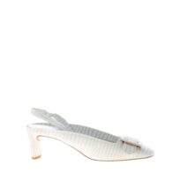 DEL CARLO donna slingback Mirò in pelle stampa lucertola BIANCO con fibbia. Tacco 5,5 cm