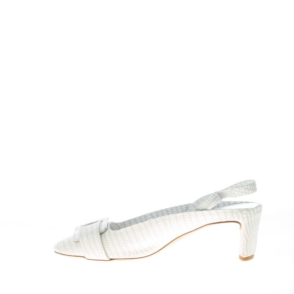 DEL CARLO donna slingback Mirò in pelle stampa lucertola BIANCO con fibbia. Tacco 5,5 cm - immagine 5