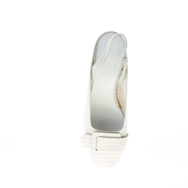 DEL CARLO donna slingback Mirò in pelle stampa lucertola BIANCO con fibbia. Tacco 5,5 cm - immagine 7