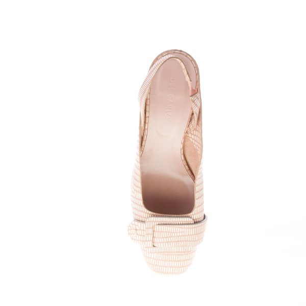 DEL CARLO donna slingback Mirò in pelle stampa lucertola ROSA con fibbia. Tacco 5,5 cm - immagine 7
