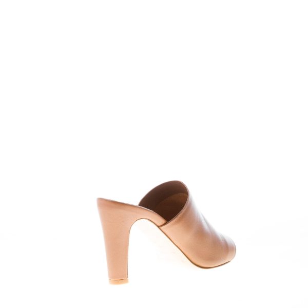 DEL CARLO donna sabot a fascia larga in nappa CUOIO. Tacco 8 cm - immagine 3