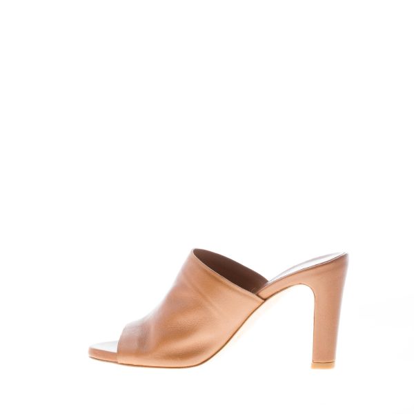 DEL CARLO donna sabot a fascia larga in nappa CUOIO. Tacco 8 cm - immagine 5