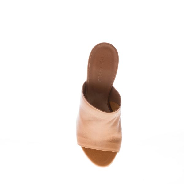 DEL CARLO donna sabot a fascia larga in nappa CUOIO. Tacco 8 cm - immagine 7
