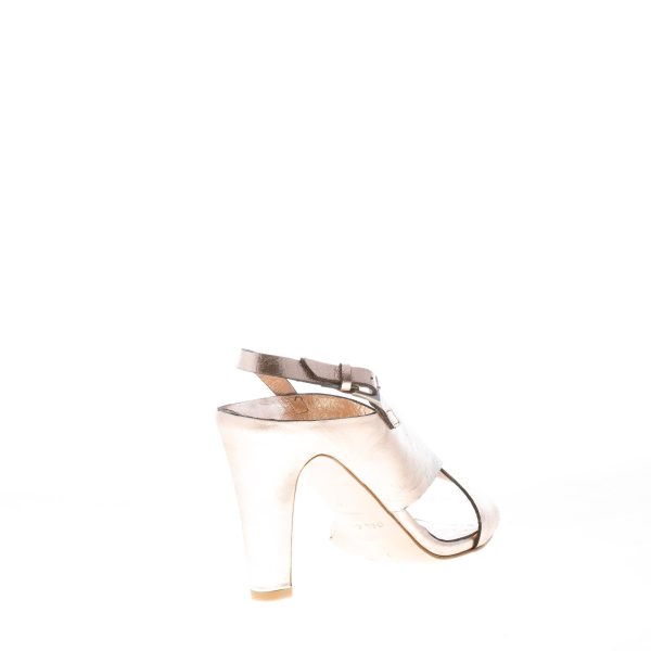 DEL CARLO donna sandalo a fasce incrociate in pelle laminata ROSA ANTICO. Tacco 8 cm - immagine 3