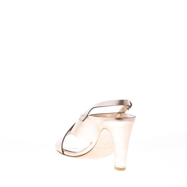 DEL CARLO donna sandalo a fasce incrociate in pelle laminata ROSA ANTICO. Tacco 8 cm - immagine 4