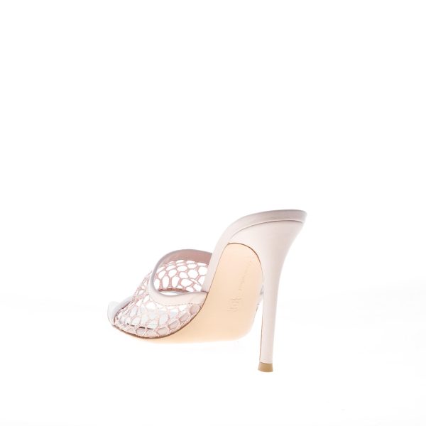 GIANVITO ROSSI donna sandalo mules ALISIA in nappa e mesh ROSA. Tacco 10,5 - immagine 4