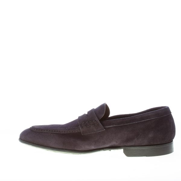 GREEN GEORGE uomo mocassino penny in camoscio BLU NOTTE. Suola cuoio - immagine 5