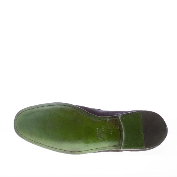GREEN GEORGE uomo mocassino penny in camoscio BLU NOTTE. Suola cuoio - immagine 8
