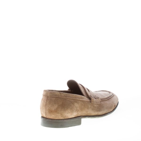 GREEN GEORGE uomo mocassino penny in camoscio BEIGE. Suola cuoio - immagine 3