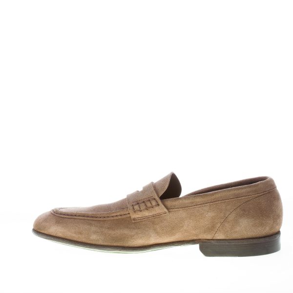 GREEN GEORGE uomo mocassino penny in camoscio BEIGE. Suola cuoio - immagine 5