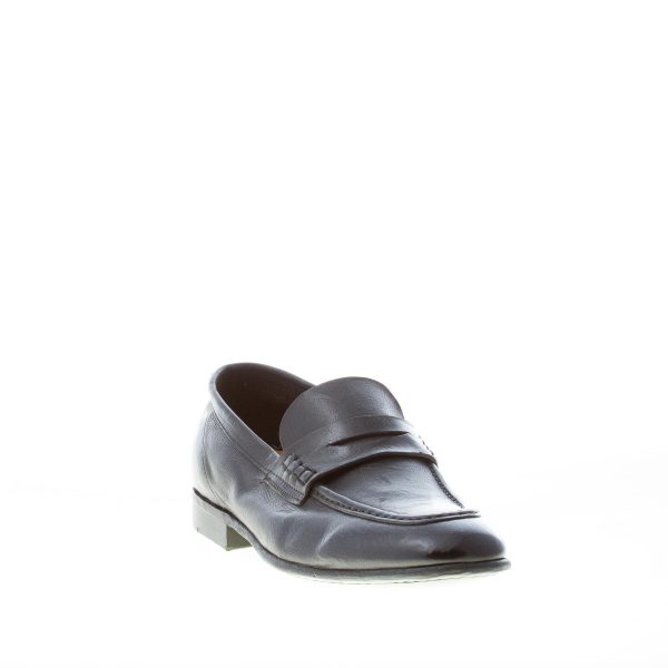 GREEN GEORGE uomo mocassino penny in pelle NERO. Suola cuoio - immagine 2