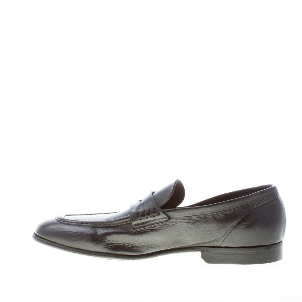 GREEN GEORGE uomo mocassino penny in pelle NERO. Suola cuoio - immagine 5