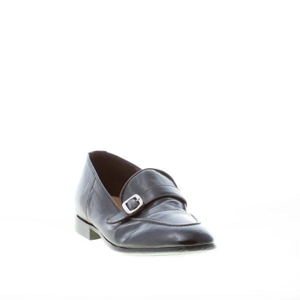 GREEN GEORGE uomo mocassino in pelle NERO con passante fibbia. Suola in cuoio - immagine 2