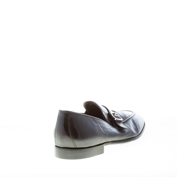 GREEN GEORGE uomo mocassino in pelle NERO con passante fibbia. Suola in cuoio - immagine 3