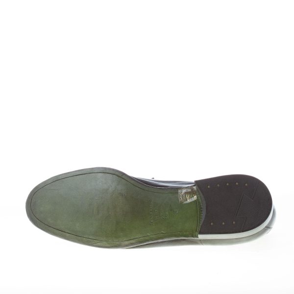 GREEN GEORGE uomo mocassino in pelle NERO con passante fibbia. Suola in cuoio - immagine 8