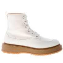 HOGAN donna stivaletto stringato Untraditional 3R Recycle in canvas e pelle AVORIO
