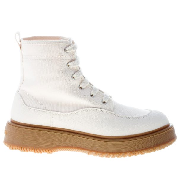 HOGAN donna stivaletto stringato Untraditional 3R Recycle in canvas e pelle AVORIO