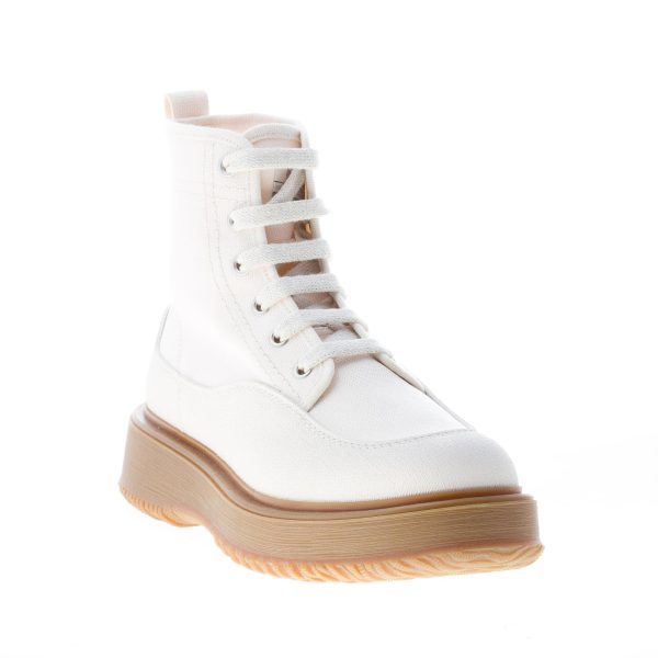 HOGAN donna stivaletto stringato Untraditional 3R Recycle in canvas e pelle AVORIO - immagine 2