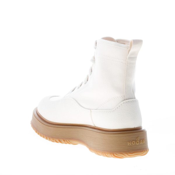 HOGAN donna stivaletto stringato Untraditional 3R Recycle in canvas e pelle AVORIO - immagine 4