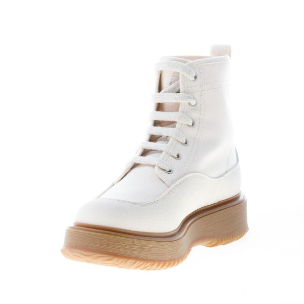 HOGAN donna stivaletto stringato Untraditional 3R Recycle in canvas e pelle AVORIO - immagine 6