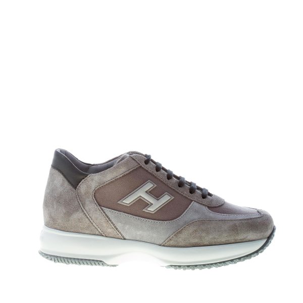 HOGAN uomo Interactive sneaker in camoscio e canvas GRIGIO più nero