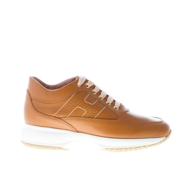 HOGAN donna Interactive sneaker in pelle CUOIO con H forata